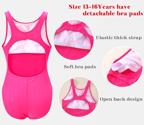 Image of Kids Girls Athletic Swimsuit One Piece Solid Swimwear for Practice and Competition in Black and Navy Bathing Suit