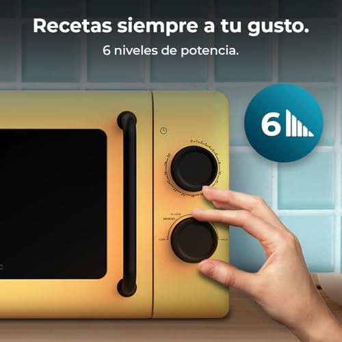 Cecotec Mechanische Mikrowelle 20L Proclean 3010 Gelb. 700 W, 6 Leistungsstufen, Auftaumodus, Garzeit-Endsignal, Innenleuchte, Timer bis zu 30 Minuten, Gelbes Design 6 Cecotec Mechanische Mikrowelle 20L Proclean 3010 Gelb. 700 W, 6 Leistungsstufen, Auftaumodus, Garzeit-Endsignal, Innenleuchte, Timer bis zu 30 Minuten, Gelbes Design