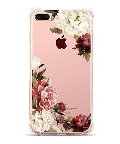 hepix White Flower Compatible with Floral iPhone 12 Case, Blue Leaves Cle