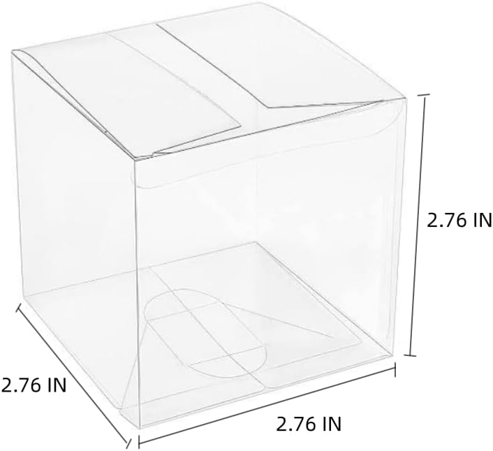 KUPOO 50pcs Clear Favor Boxes, 2.76 x 2.76 x 2.76 inches Plastic Small Gift Boxes Transparent Cube Treat Boxes for Wedding,Party (2.76 x 2.76 x 2.76 Inch) - Image 3