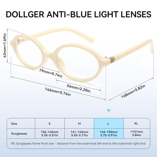 Image of Dollger Oval Blue Light Glasses for Women Men Fashion Retro 90s Small Frame Computer Glasses