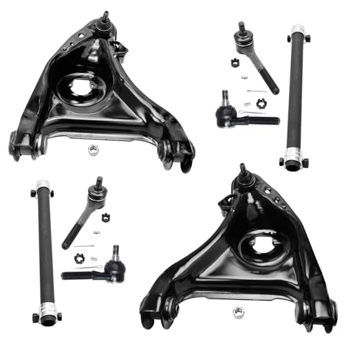 Image of Detroit Axle - 8pc Front End Control Arms Kit for 1995-2002 Ford Crown Victoria Lincoln Town Car Mercury Grand Marquis, Lower Control Arms w /Ball Joint Tie Rods Adjusting Sleeves Replacement