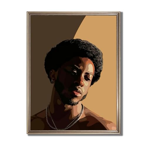 Black Man Portrait Art , Black Men Wall Art, African American Wall Decor , Tranquil Meditation Aesthetic Picture Abstract Boy Portrait Meditation Canvas Poster for Bedroom Living Room 12x16in Unframed