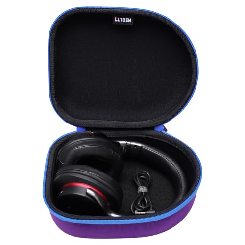 Image of Headphone Headset Case Compatible with Audio-Technica ATH-M20x /JBL /Raycon /Soundcore Anker /Sony /Beats /JLab /TOZO /Logitech /BERIBES /KVIDIO Headphones, Large Headphone Case Hard Shell(Purple+Black)