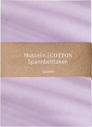 Luowei Muslin Spannbettlaken Baumwolle Weich, Komfortabel, Atmungsaktiv | Kinder, Jungen, Mädchen, Erwachsene, kein Verblassen, für alle Jahreszeiten im Sommer und Winter