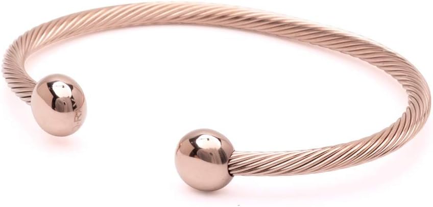 QRAY Rose Gold Deluxe Surgical Steel Golf Athletic Bracelet Men Women C-Shaped Health Wellness Bracelet