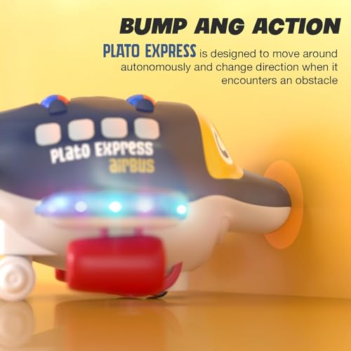 Image of Funbee Aeroplane Baby Musical Toys for Kids with Bump and Go Action, Airplane Toy with 3D Lights, 360 Rotating & Sound, Toy Vehicle for Kids Birthday Gift Toys for 1+ Year Old Boys Girls (Dark Blue)
