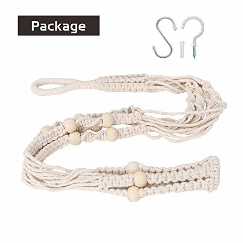 Mivofo Macrame Plant Hanger Indoor, 23" No Tassel Hanging Plant Holder, Sturdy Flower Pot Holder With 2 Hooks - Ivory (Pot Not Included) #TOP3