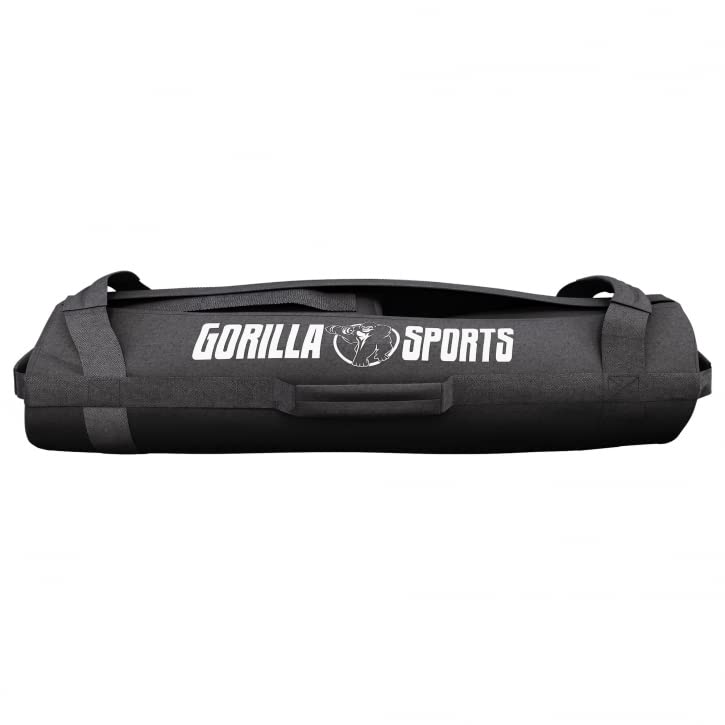 GORILLA SPORTS® Fitness Power Bag 20kg 30kg Rempli de Sable Métallique Poids Réglables 6 Poignées Sac de Sable Musculation