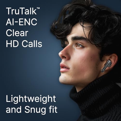 pTron Bassbuds Duo Pro TWS in Ear Earbuds with 3D Audioscape,Trutalk Ai-Enc Calls,Thunder Bass,38H Playtime,50Ms Low Latency Movie/Music Modes,Bt 5.3&Ultra Hd Mic,Fast Type-C Charging&Ipx5(Black)