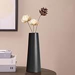 Black Ceramic Vase, 8.5 Inch Flowers Vase for Pampas Grass, Rustic Table Vase for Centerpieces, Simple Modern Vase for Home Office Decor - Matte Black - Image 5