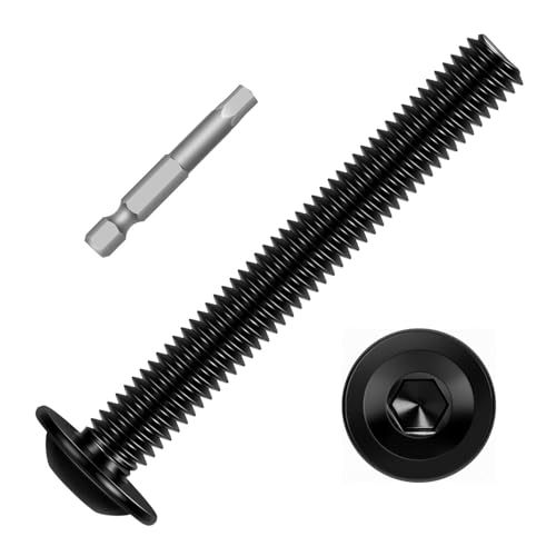 Image of M6-1.0 x 70mm 8 PCS Flanged Button Head Socket Cap Bolts Screws, Stainless Steel 304, Allen Socket Drive, Screwdriver Bit Included, Black Finish, Fully Machine Thread