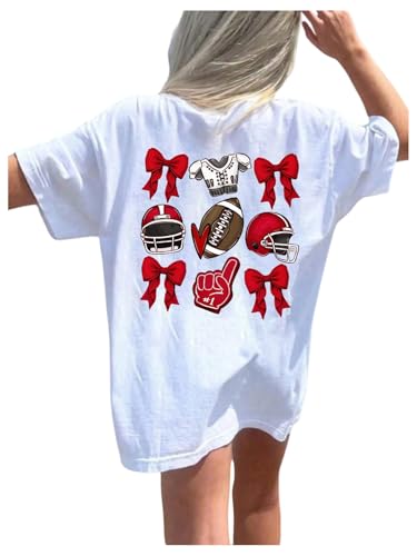 Girl's Bowknot Graphic Tees Short Sleeve Crew Neck T Shirts Summer Cute Tee Tops