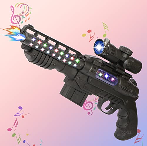 Image of Zest 4 Toyz Light and Sound Musical Double Barrel Pistol Gun Toy With Vibration, Laser, and Shot for Boys - Black