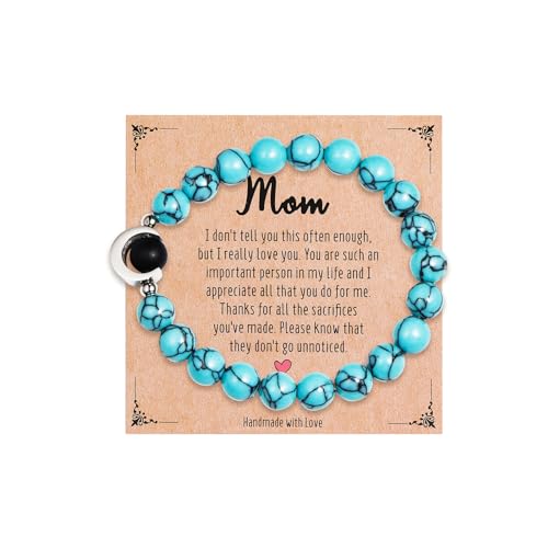 Mothers Day Gifts Natural Stone Mom Bracelet For Women,Handmade Moon ...