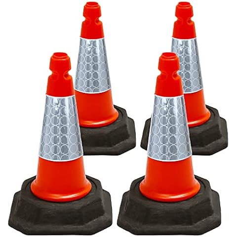 Street Solutions - 4 x Premium Road Traffic Cones 18" (460mm) Self Weighted Safety Cone - 100% Recycled PVC, Heavy Duty, Strong and Durable (Orange) Cover