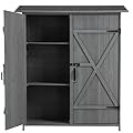 Outdoor Storage Cabinet- Garden Storage Shed- Lockable Wooden Storage Sheds Organizer for Home, Yard, Outdoor 56”L x 19.5”W x 64”H (Gray + Solid Wood)