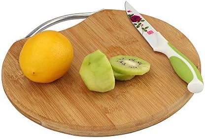Rohi Chopping Board - Round Wooden Natural Bamboo Cutting Board with Handle (2 Piece Set)