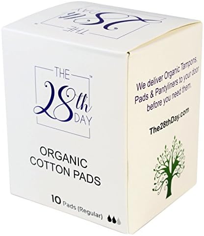 Organic Cotton Menstrual Pads (Regular Size), Ultra Soft, Fragrance Free, Bleach Free, Breathable Natural Sanitary Napkins 3 Pack (30 Total Pads)