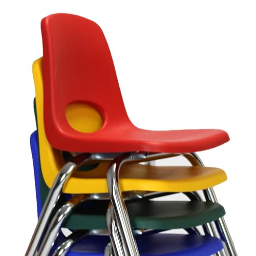 Image of Factory Direct Partners 14 inch School Chairs, Stackable Kids Classroom Chair, Set of 4 Stacking Student Chair with Ball Glides For 1st-3rd Grade, Elementary & After-School Programs, Assorted Colors