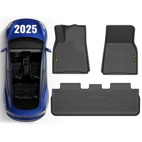 PIT66 Floor Mats Cargo Liners Compatible with Tesla Model Y 2020 2021 2022 2023 2024 2025 (5-Seat) (Heavy Duty) 3-Piece Premium All Weather Automotive TPE Liners