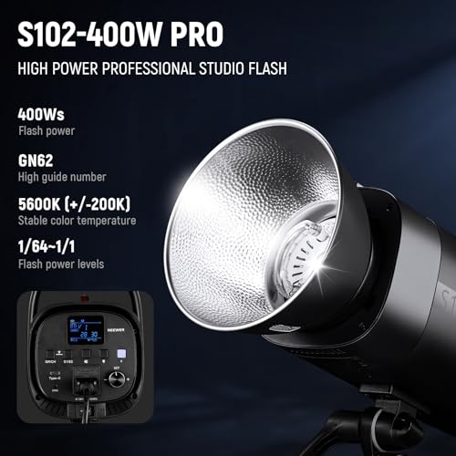 image for NEEWER S102-400W PRO Flash Lighting Kit (2 Pack) with 2X 2.4G Trigger,