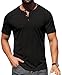 Sailwind Mens Muscle Henley Shirts Lightweight Workout T-Shirt Gym Tee Athletic Short Sleeve with Button Black