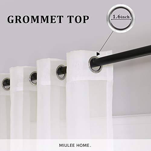 MIULEE Christmas Curtains 2 Panels Solid Color Sheer Window Curtains Smooth Elegant Window Voile Panels/Drapes/Treatment for Bedroom Living Room 55" Wx63 L Ivory, Grommet Top - Image 2