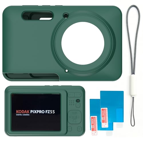 Image of Case for Kodak PIXPRO FZ55,FZ55 accessories,Soft Silicone Protective Case,Comes with 2 Screen Protectors and 1 Wrist Strap - Dark green