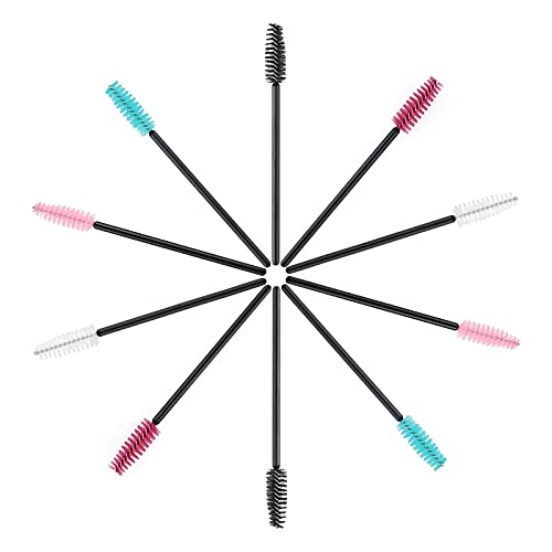 Image of G2PLUS 100PCS Disposable Eyelash Brushes, Adjustable Mascara Wands Makeup Applicator, Lash Spoolies Brushes for Eyelash Extensions and Eyebrows (Multi-colored)