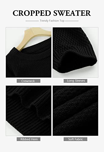 Pink Queen Women's Sweater Long Sleeve Pullover Crop Top Black Size S #TOP5