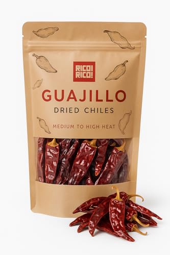 RICO RICO Dried Guajillo Chile Peppers 4 Oz - Premium Natural Mexican Chili for Mole, Tamales, Salsa & More - Mild to Medium Heat, Resealable Bag