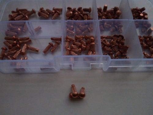 Generic 160pcs M2.5 M3 Brass Round Head Rivets Knurled Copper Rivet Riveting Assortment