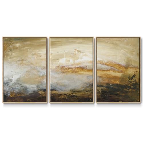 Renditions Gallery Abstract Wall Art Exploring Red and White Painting Modern Colorful Artwork Home Canvas Prints Wall Decorations for Kitchen and Bathroom-Natural Floater Frame-24”x36”x3 Panels, LS014