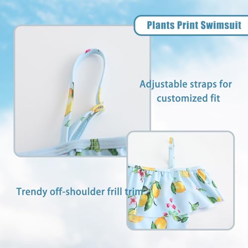 Girls One Piece Swimsuits Off Shoulder Bathing Suit for Kids Hawaiian Swimwear 3-16 Years4