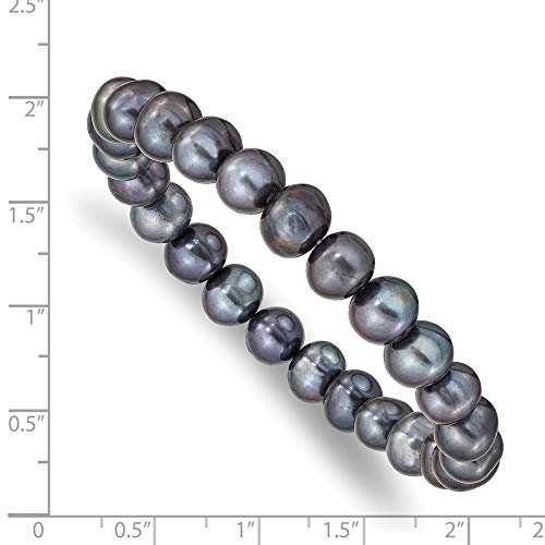 Diamond2Deal 8-9mm Freshwater Cultured Black Pearl Stretch Bracelet4