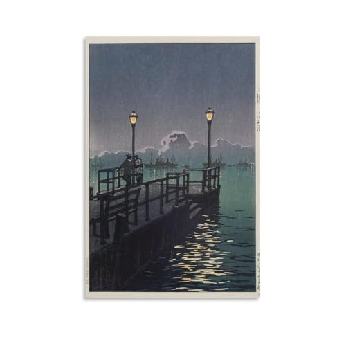 川瀬巴水 日本の浮世絵画家、版画ポスター (93) ウォールアート キャンバス 印刷 画像の絵 壁掛け 飾り ホーム装飾16x24inch(40x60cm)