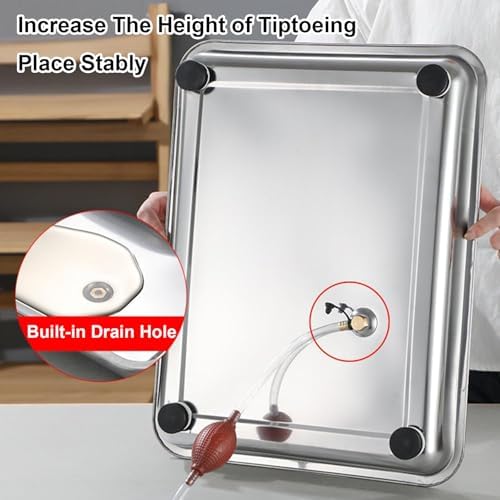 Stainless Steel Drip Tray & Drain Pan, 2-Tier Dish Drying Rack with Drain Pipe for Teahouses, Bars, Cafes & Parties - 60x40x6cm (24x16x2in)