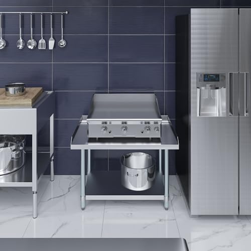 Image of AmGood Stainless Steel Equipment Stand - Heavy Duty, Commercial Grade, with Undershelf, NSF Certified (24 inch Width x 36 inch Length)