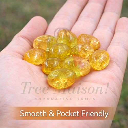 Image of Crystal Citrine Tumble Stone Pebble Tumbled Gemstone for Reiki Healing Vastu Correction Gravels for Aquarium Home Decor Garden Table 100 Gm