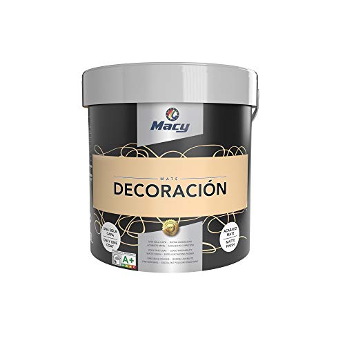 Macy Pintura Plástica Mate Decoración Interiores Excelente Cubrición, Acabado Perfecto. Color Vainilla. 15 Litros