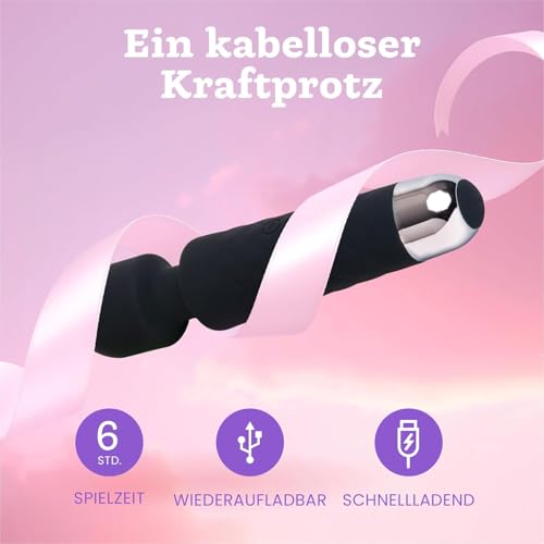Vibrator für Frauen - Leises und Starkes Massagegerät + Akku - Sexspielzeug mit 20 Vibrationsmuster und 8 Geschwindigkeitsstufen - Kabelloser Dildo für Klitoris, G Spot - Oliver James (Schwarz)