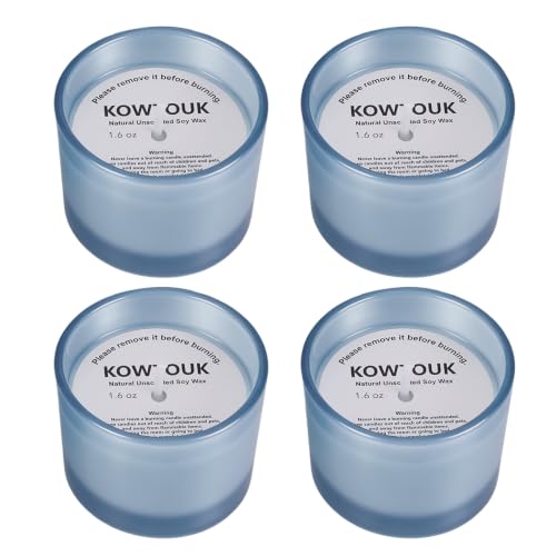 Set of 4 White Unscented Soy Candles,Light Blue Glass Votive Candles, Hand-Poured Wax Candles for Home Décor, Aromatherapy, Spa, Holidays, Parties, and Weddings 10-12 Hours Burn Time — view 2