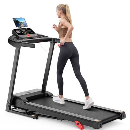 3.0HP Portable Foldable Treadmill w/ 300LBS Weight Capacity for Home & Office, Inclined Treadmill w/Smart APP Control