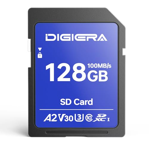 DIGIERA 128GB CS100 SDXC UHS-I Memory Card - up to 100MB/s, C10, U3, V30, 4K UHD, SD Card for...