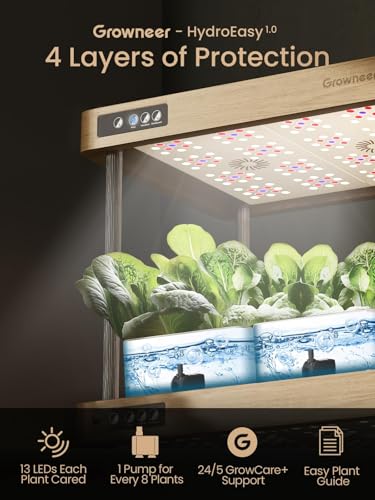 GROWNEER HydroEasy1.0 Hydroponics Growing System Kit, Beginner-Friendly Indoor Garden for Vegetable Fruit Herb, Solid Wood Design, Perfect Gift Idea, Full-Spectrum LED Lights for Maximum Growth - Image 3