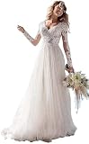 Tulle Boho Wedding Dresses for Bride 2026 Boho Beach Elegant Appliques Lace Bridal Ball Gowns with S