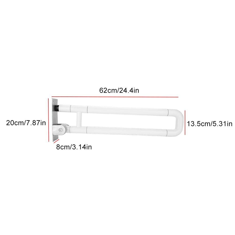 Barra de Apoyo para Inodoro Plegable, Asidero de Seguridad para Baño, 62 cm, Soporte de Pared