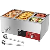 DULNICE Bain Marie Elektrisch 4Pan mit Reset,Kommerzieller Elektrische Buffetwärmer 1500W mit Ablaufhahn und Suppenlöffel für Kantinen-Cafés,Temperaturregelung 30-85°C