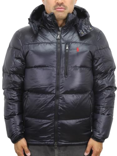 【ポロラルフローレン】ダウンジャケット　ニット切替 ポニー刺繍　黒　グレー S polo ダウンジャケット メンズダウンジャケット | 通販・人気